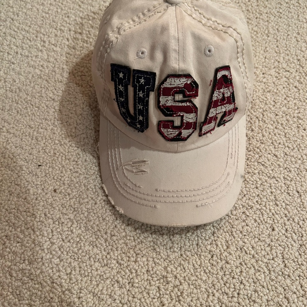 USA Embroidered Beige Cap